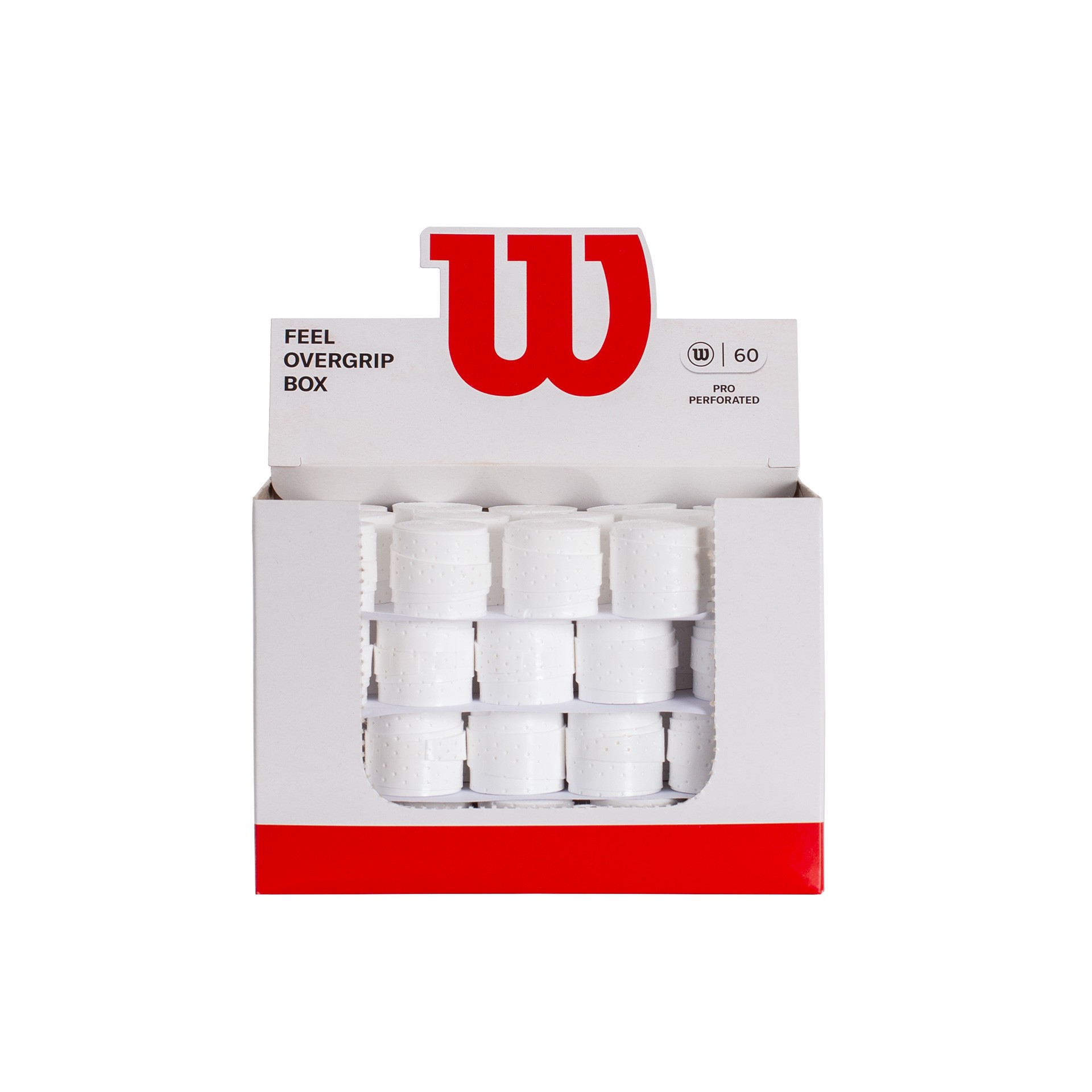 CAJA 60 OVERGRIPS WILSON BLANCO PRO PERFORADOS