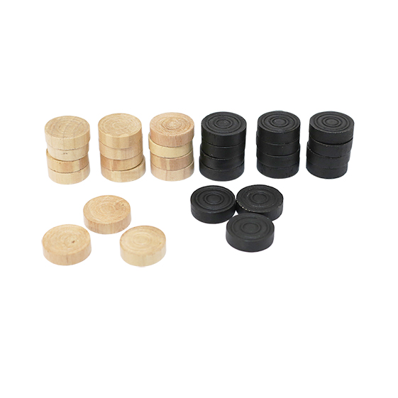 FICHAS DAMAS MADERA - 12 FICHAS NEGRAS + 12 FICHAS BLANCAS