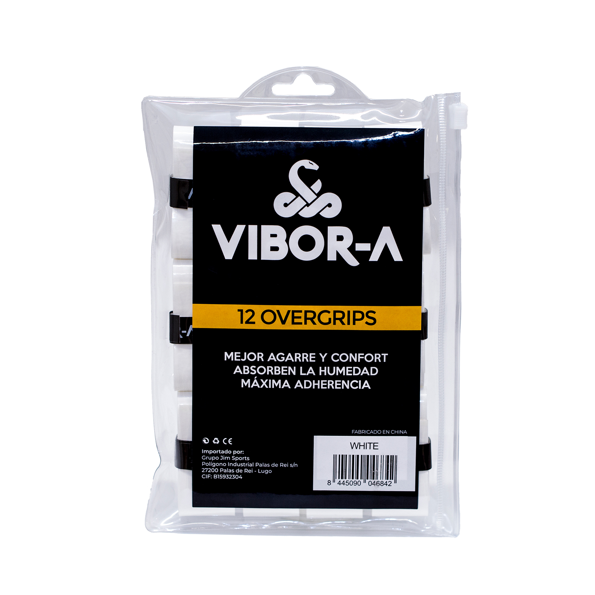bolsa de overgrips vibor-a liso blanco BOLSA DE 12 OVERGRIPS VIBOR-A LISOS
