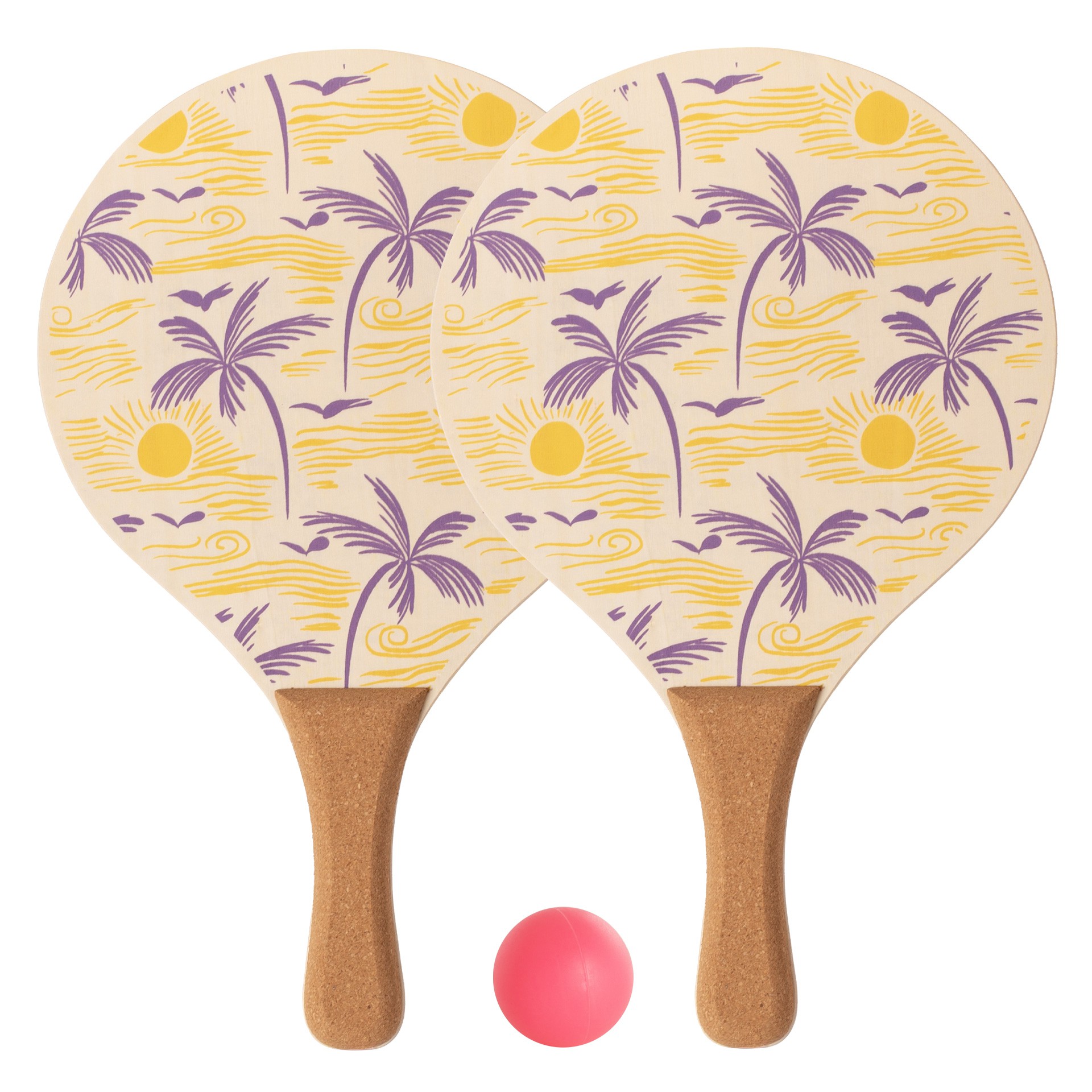JUEGO DE PALAS DE PLAYA DE MADERA CON PELOTA SOFTEE PALM